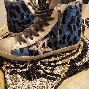 Golden Goose Blue and Black High-Top Sneakers